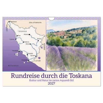 Rundreise durch die Toskana (Wandkalender 2027 DIN A4 quer), CALVENDO Monatskalender