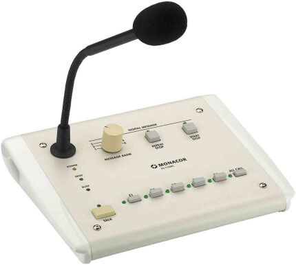 MONACOR PA-1120RC Tischmikrofon, weiß, Kugel, kabelgebunden