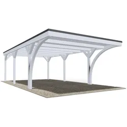Carport aus Holz mit Rundbögen