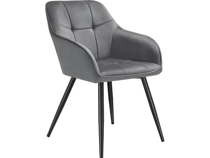 Chaise rembourrée en velours matelassé avec dossier continu gris/noir