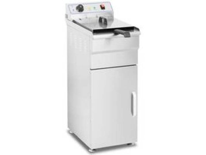 Friteuse électrique sur armoire Inox Pro Top Coffre avec robinet de vidange Bac 16L 6000W Royal Catering RCKF 16E