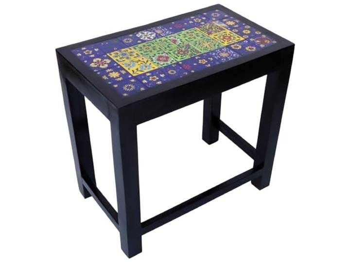 Kleiner Tisch mit Fliesenmosaik aus Holz, dekorativ und einzigartig, 47 cm