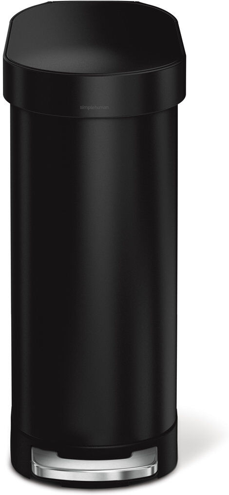 simplehuman 45L slim pedal bin, matte black steel Black 45L
