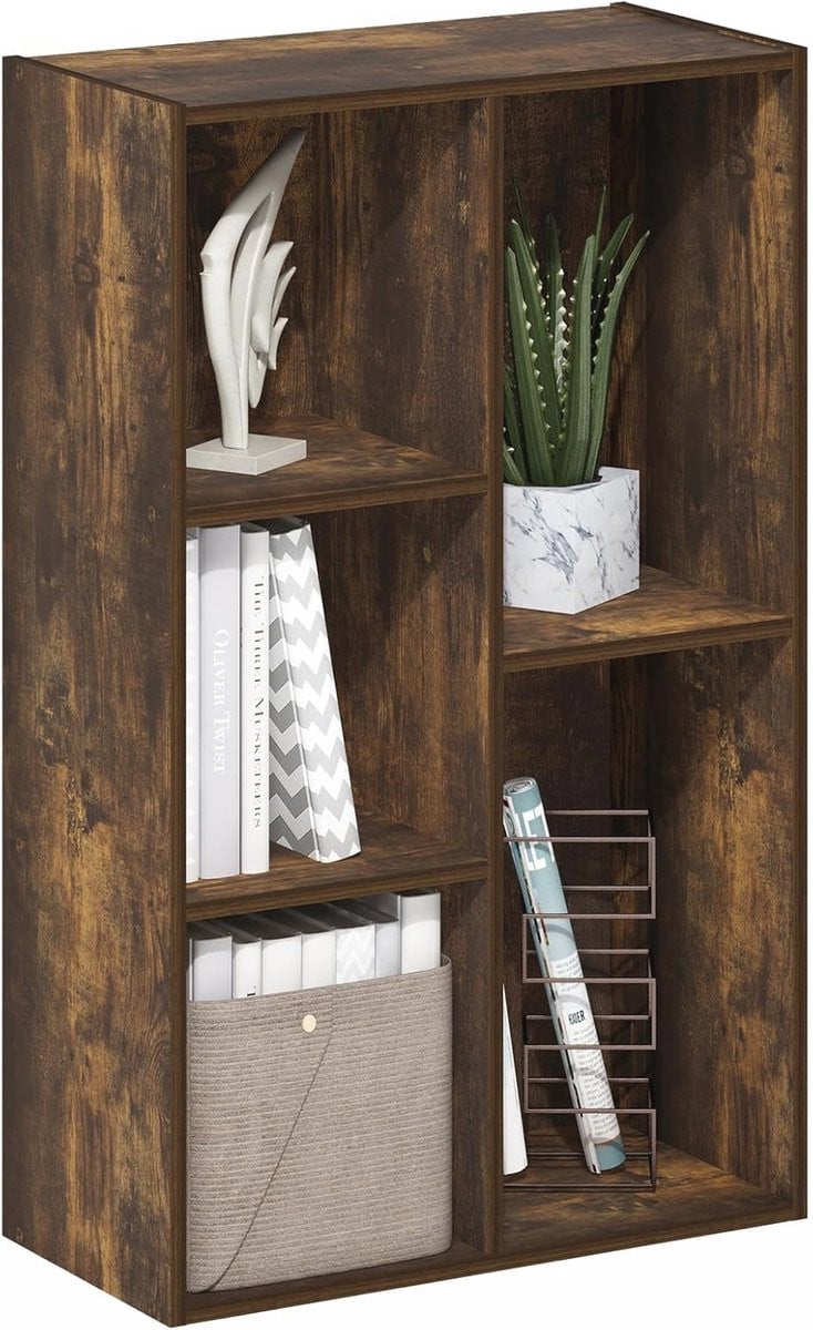 Multifunctionele omkeerbare open plank met 5 kubussen voor woonkamer, slaapkamer of kantoor