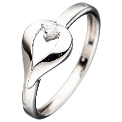 Goldring JOBO Gr. 50, weiß (weißgold 333), Fingerringe, Damen, 50, Weißgold 333, Goldring, 333 Weißgold mit Zirkonia