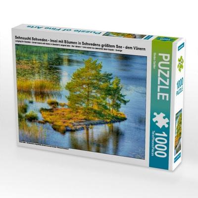 CALVENDO Puzzle Sehnsucht Schweden - Insel mit Bäumen in Schwedens größtem See - dem Vänern | 1000 Teile Lege-Größe 64x48cm Foto-Puzzle für glückliche