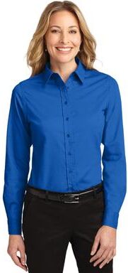 Port Authority PAL608 Women's Long Sleeve Easy Care Shirt in Strong Blue size Small L608