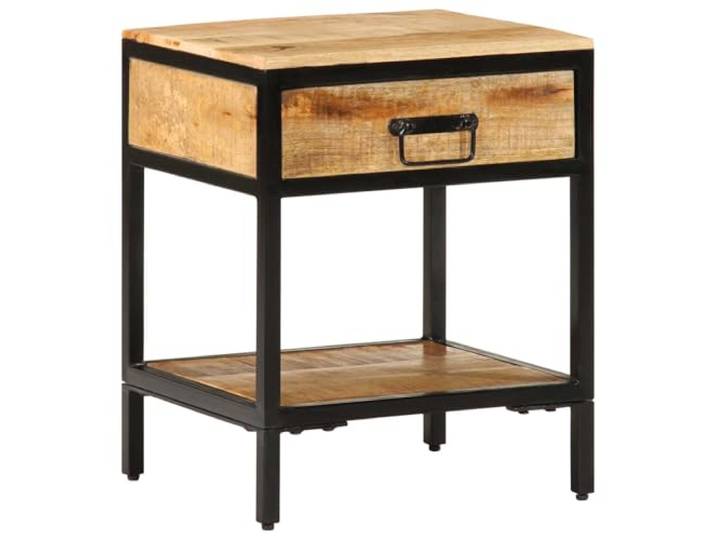 Tmriohed Nachttisch Braun 40x35x50 cm Massivholz Mango Metall Kompakte Beistelltisch-Anrichte aus Mangoholz und Metall mit Ablagefach für Schlafzimmer und Wohnbereich.