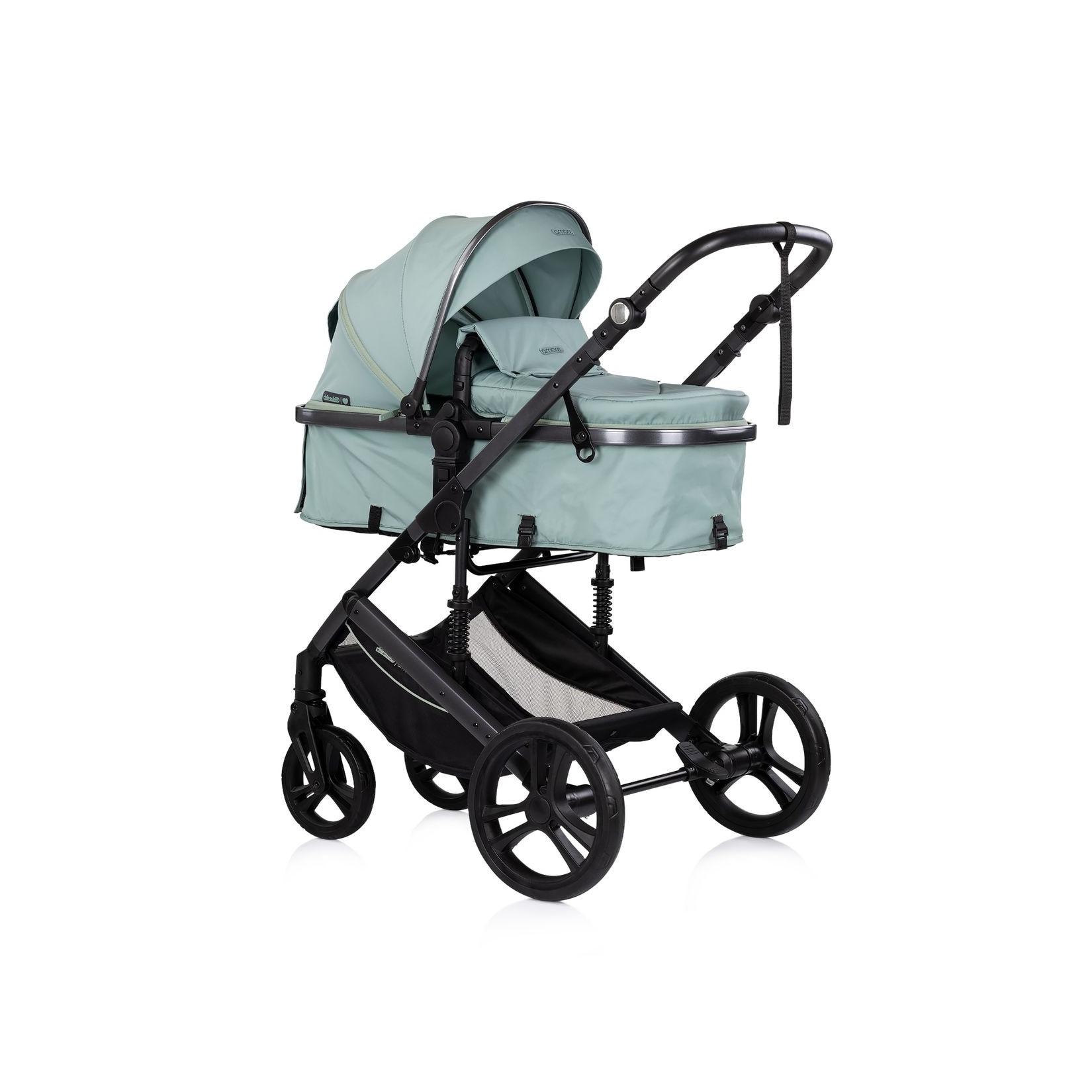 Chipolino Kinderwagen 2 in 1 Amore Getränkehalter Wickeltasche Fußabdeckung Korb türkis