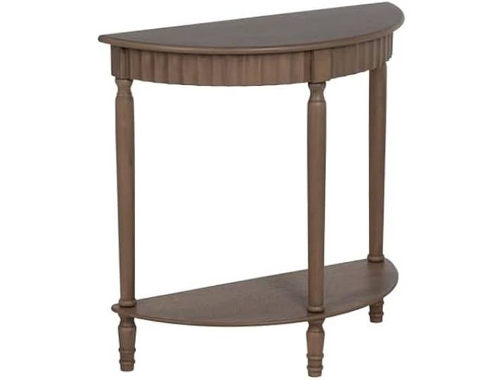 Meuble d'entrée - LOLAHOME - Console semi-circulaire - Bois de pin - 2 tiroirs - Marron