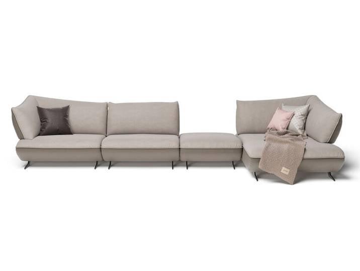 Ecksofa 450 x 172 cm Stoffbezug fels- /sandbeige
