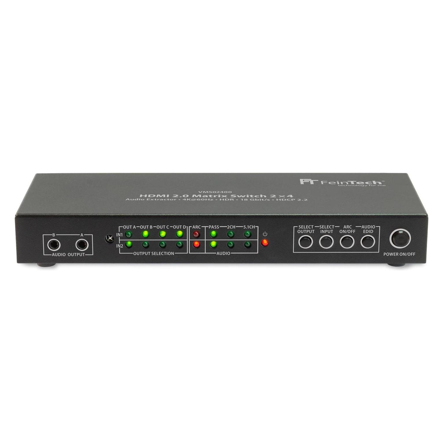 FeinTech VMS02400 HDMI 2.0 Matrix Switch 2x4 mit Audio Extractor (VMS02400)
