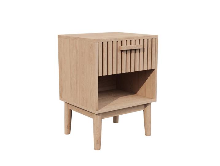 Shopentra Nachttisch 40x35x55cm mit offenem Fach & Holzgriff, Naturfarben, 35x55x40 cm, Schlafzimmer, Nachtkästchen