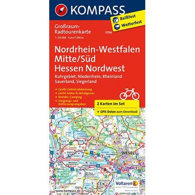 KOMPASS Großraum-Radtourenkarte 3706 Nordrhein-Westfalen Mitte/Süd, Hessen Nordwest 1:125.000, Sonstige von , KOMPASS Freytag & Berndt,