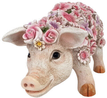FD Dekofigur Blumenschwein stehend 16 x 13 x 31 cm