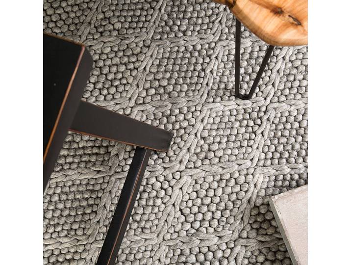 Wollteppich My Studio Silber/Silber 80 x 150cm 50% Wolle 50% Viskose
