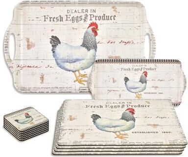 "Pimpernel Cork Placemat Coaster Tray Set - 1"" H x 4"" L x 4"" W"