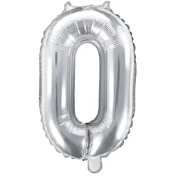 Folienballon silber Zahl 0