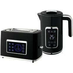 WASSERKOCHER Toaster Set mit 6 Bräunungsstufen Memory-Funktion Schwarz