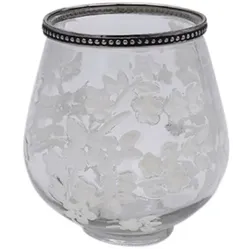 Glaswindlicht Sakura – stilvolle Dekoration in klar/weiß Ø15,5 x h18,5 cm