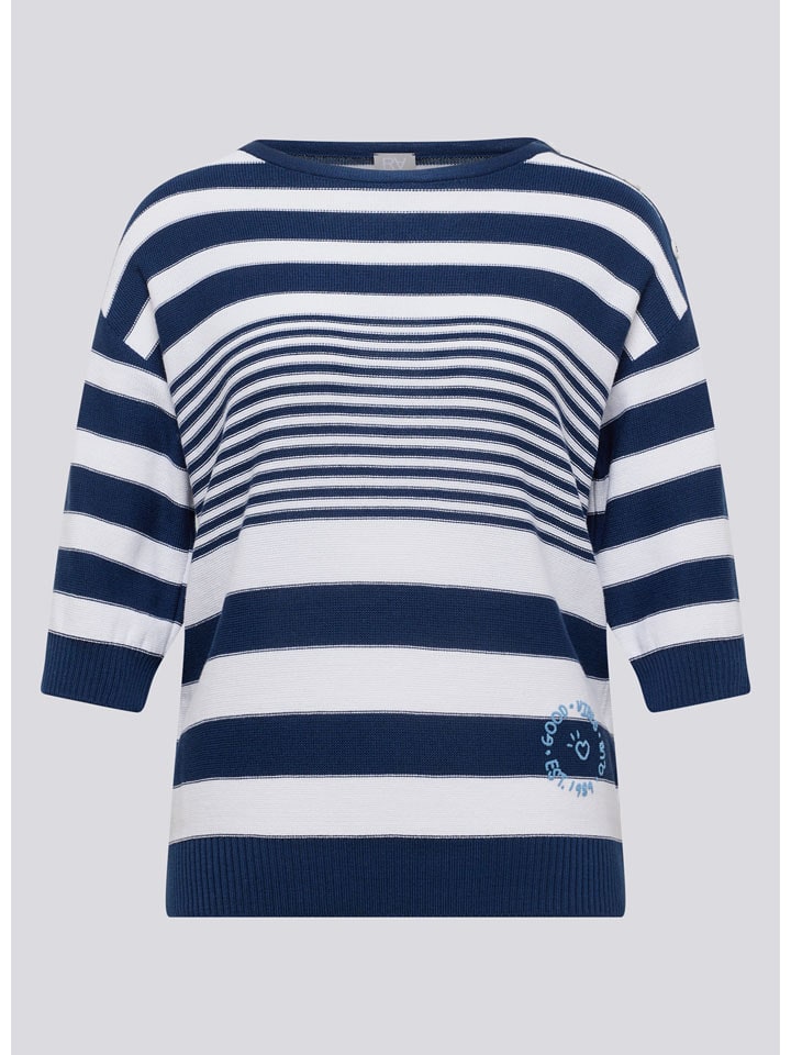 Rabe Pullover in Dunkelblau/ Weiß - 38