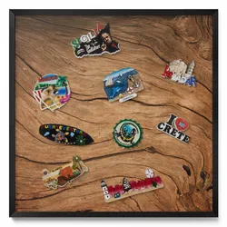MAGNETTAFEL 50x50 cm Schwarzer Rahmen Aufgebrochene Holzstruktur