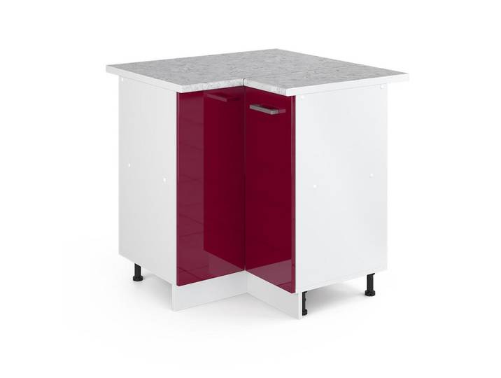Vicco Eckschrank FÜR Hausrat R-Line Bordeaux Hochglanz 75.6 cm mit Tür, mit Arbeitsplatte, Holzwerkstoff, 2 Fächer, Quadratisch, 75.6x81.6x60 cm, Waschküche, Mehrzweckschrank