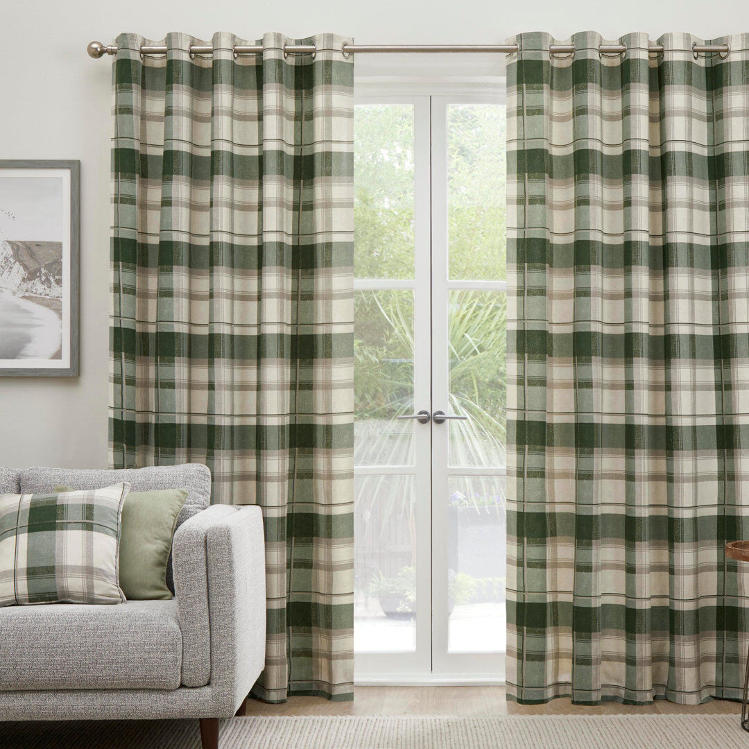 Fusion Semi Sheer Curtain Bottle Green Width 168 x Drop 183 cm