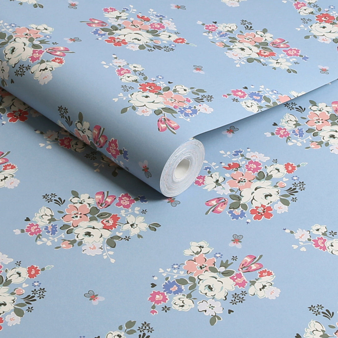 Cath Kidston Clifton Floral Wallpaper Blue 100cm L