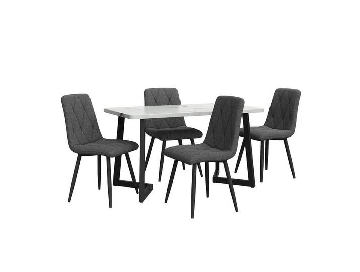 i@home Essgruppe 117×68cm Esstisch mit 4 Stühlen, (Rechteckiger Esstisch Moderner Küchentisch Set, Set, 5-tlg, für 4 Personen), Esszimmerstuhl Dunkelgrau Twill Leinentuch Küchenstuhl