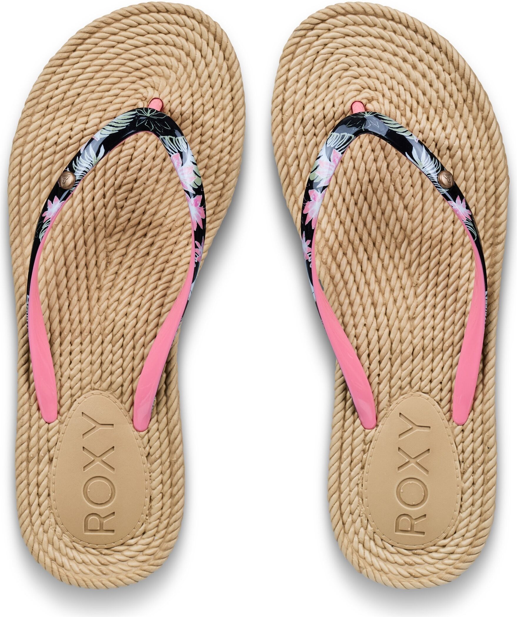 Zehentrenner ROXY "SOUTH BEACH III", Damen, Gr. 37, beige (schwarz, pink), Synthetik, Schuhe Zehentrenner