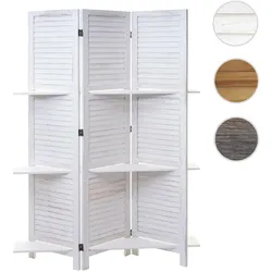 Paravent T752, Trennwand Raumteiler mit Regalböden 170x125cm, Shabby Look ~ weiß/weiß