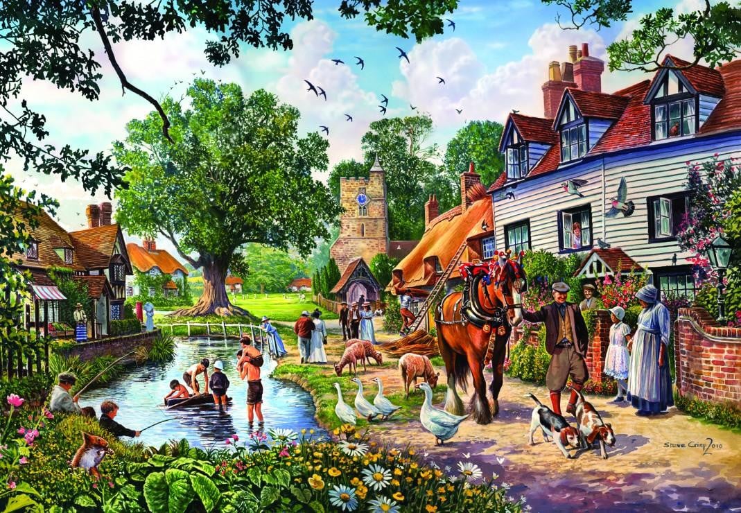 Bluebird Puzzle Puzzelspel Een dorp in de zomer 1000 stukjes kleurrijk