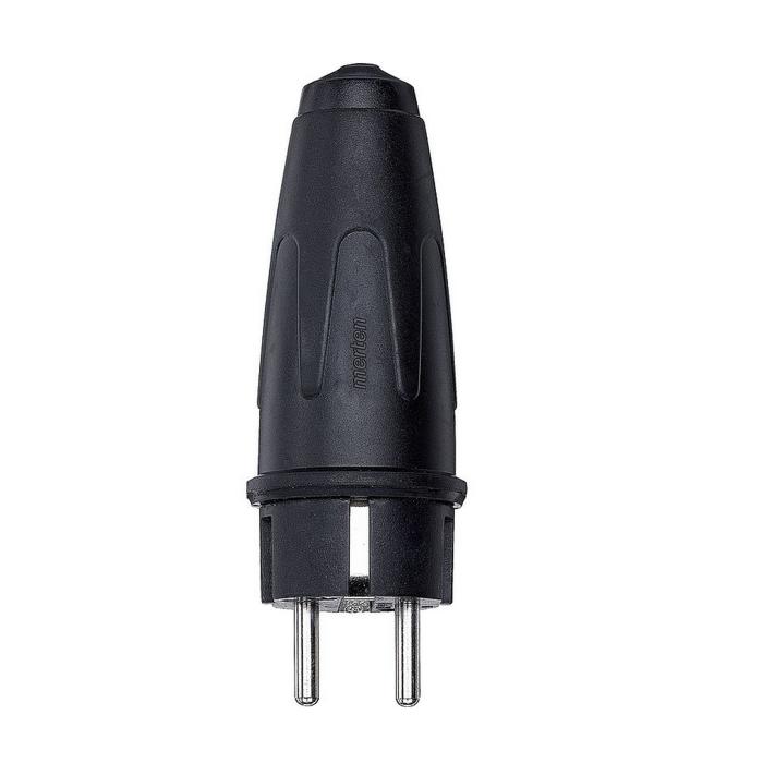 Merten Vollgummi-SCHUKO-Stecker, schwarz 122051 16A, 250V