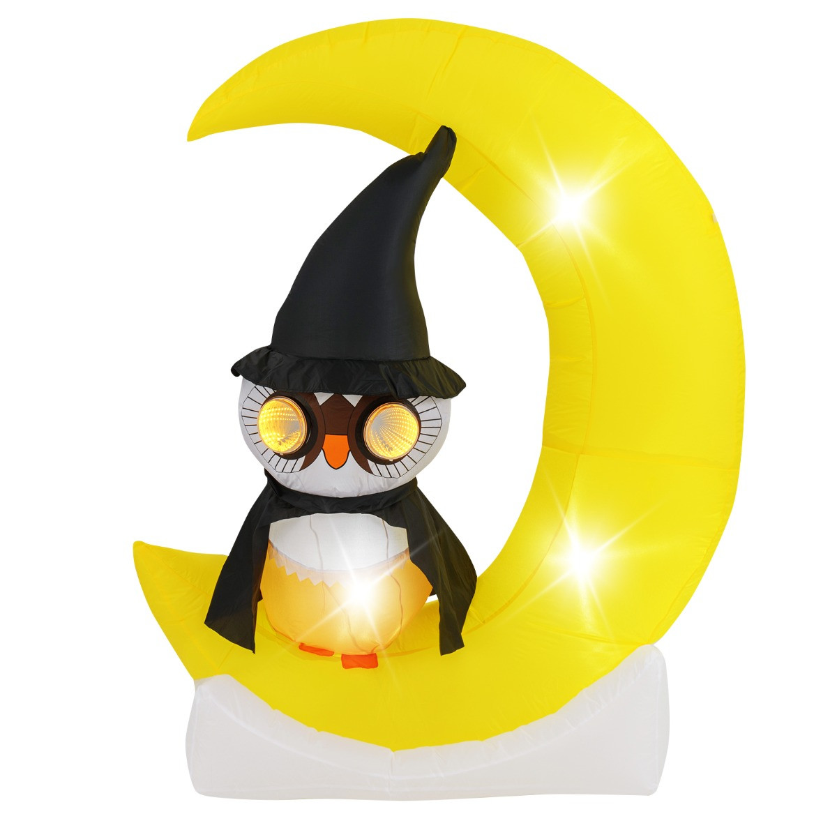 Costway Opblaasbare Halloween Uil op Maan met LED-verlichting, 155 cm