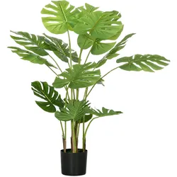 HOMCOM Künstliche Pflanze, 120 cm Kunstpflanze, Künstlich Monstera mit Übertopf