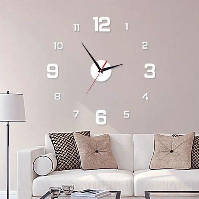 Inspire Select Large 3D DIY Wall Clock Sticker Silent Modern Punch Free Home Decor a Silver