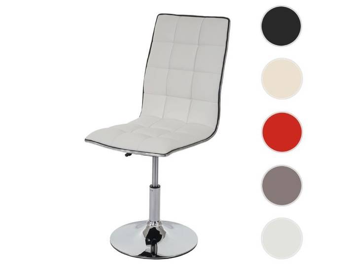 MCW Chaise de salle à manger MCW-C41 réglable en hauteur similicuir blanc