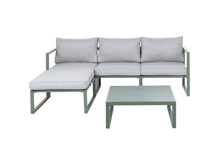 GARTEN-ECKSOFA mit Tisch 3-Sitzer Metall Grün Olang