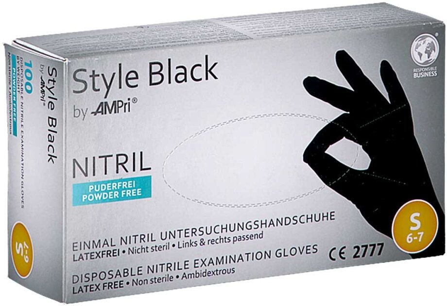 Nitril Unters.handschuhe unste.puderfrei S schwarz 100stk