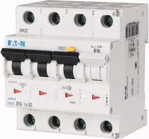 Eaton PowerWare FI/LS-schakelaar 16 A, 100 mA, type LS C, 3-polig + N, aardlekschakelaar type A (170929)