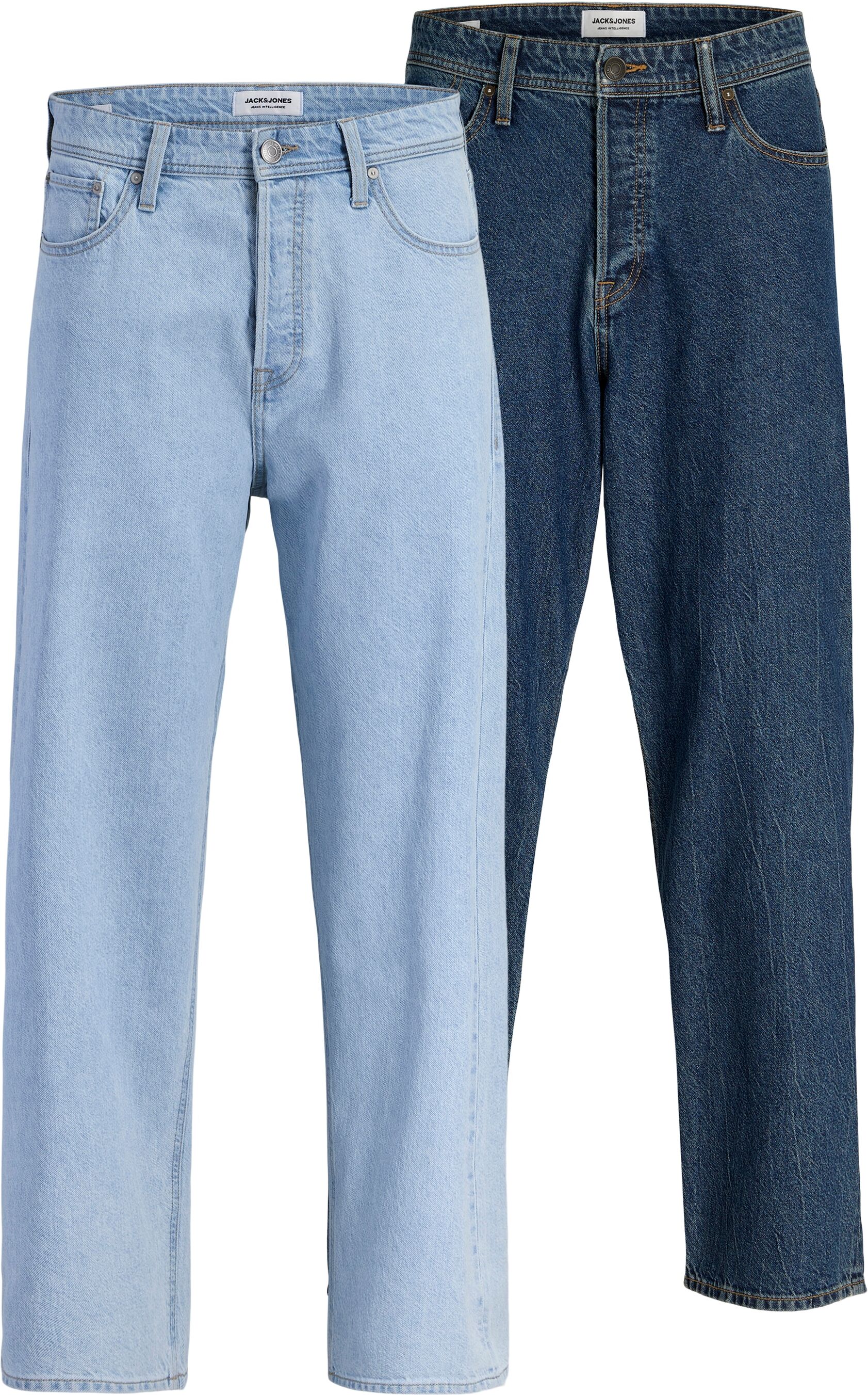 Relax-fit-Jeans JACK & JONES "JJIALEX JJORIGINAL SQ 060/738 2PK MP", Herren, Gr. 32, Länge 32, blau (blau denim pack:sq 738), Denim/Jeans, Obermaterial: 100% Baumwolle, unifarben, lang, Jeans Relax-fit-Jeans blau denim pack:sq 738 32, Länge 32