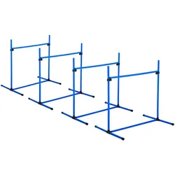 Agility Hürdenset Slalom Stangen Hunde Training Set 4 x Hürden Blau