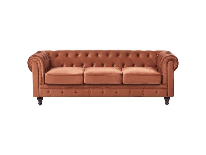3-SITZER-SOFA Samtstoff Goldbraun Chesterfield