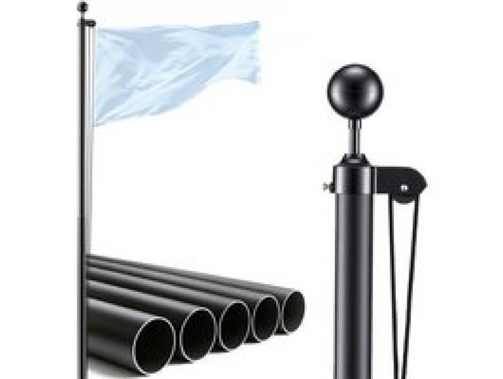 VEVOR Fahnenmast 9,14 m, Mehrteiliges Flaggenmast-Set für den Außenbereich, Extra Dicke Aluminium-Fahnenstange mit PVC-Bodenhülse, Ideal für Garten, Private & Gewerbliche Nutzung, Schwarz