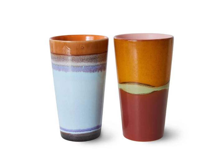 HKliving - 70's Latte Macchiato Becher, 300 ml, clash (2er-Set)