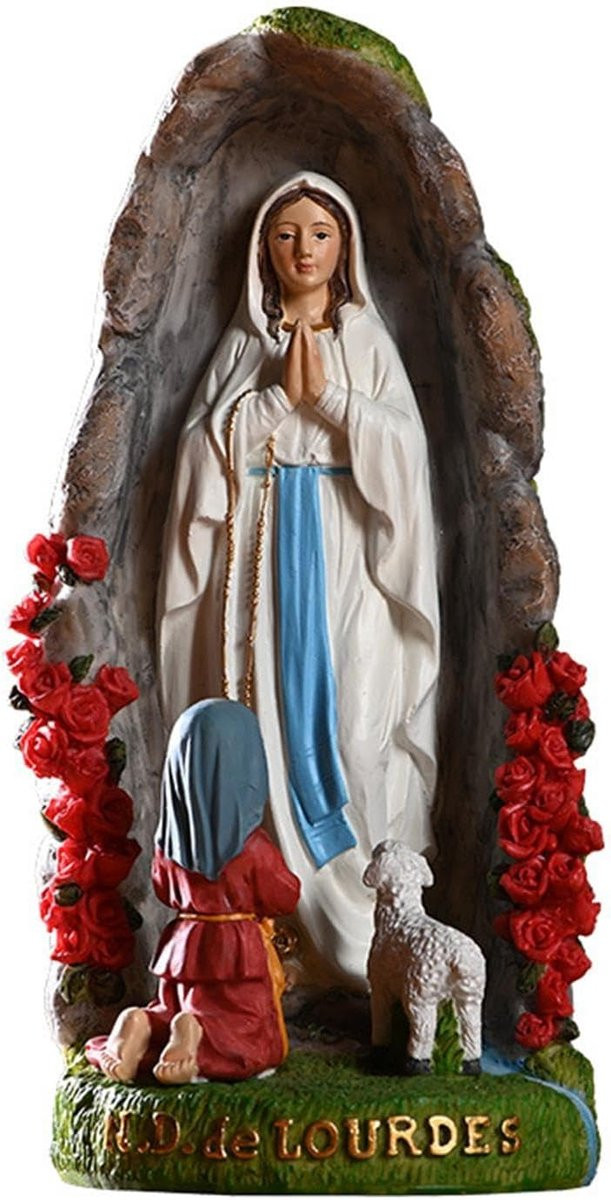 Handgeschilderd Maria Beeld - Moeder Maria Religieuze Decoratie - Meerkleurig - Hoogte: 30 cm