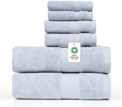 Micro Cotton Organic 630 GSM Ultra Absorbent Cotton Towel Set of 6 by Farm to Home