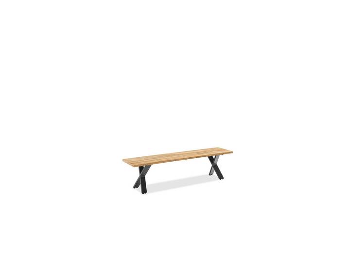 Niehoff Garden Gartenbank, Teakfarben, Metall, Recyclingholz, Teakholz, massiv, 180x46x40 cm, Gartenmöbel, Gartenbank