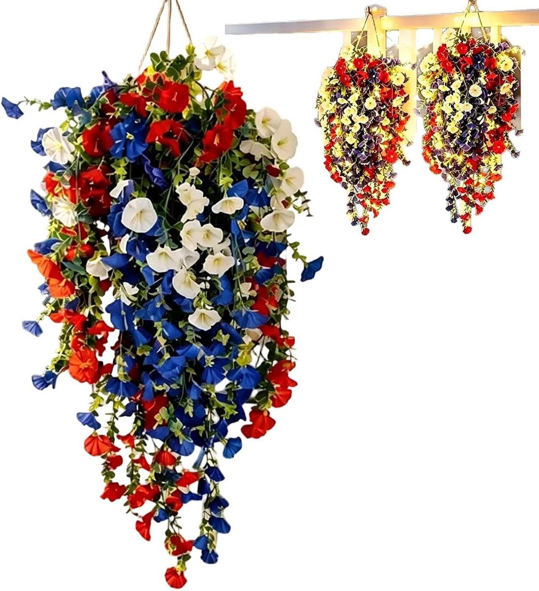 Kunstmatige bloesem decoraties voor Onafhankelijkheidsdag 4 juli, rood-wit-blauwe nepbloemen voor binnen en buiten